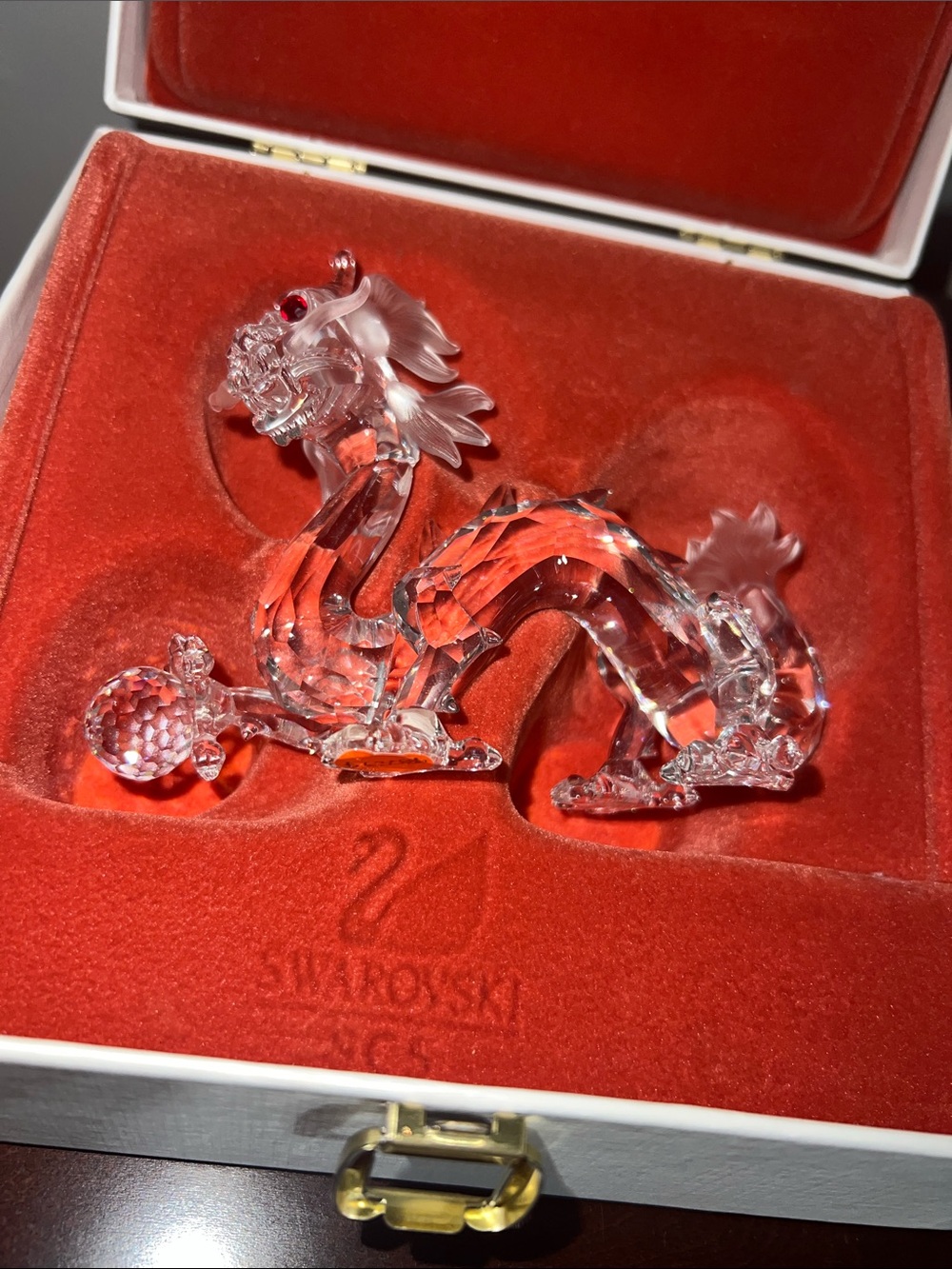 Swarovski Clear Crystal Dragon with Red Eyes